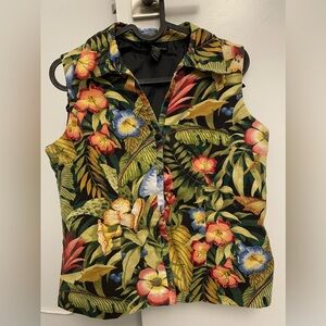 Vintage beaded vest tropical flowers